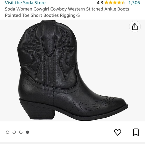 NIB Soda Black Ankle Cowboy Boots - Picture 2 of 3